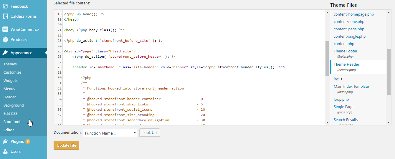Header php