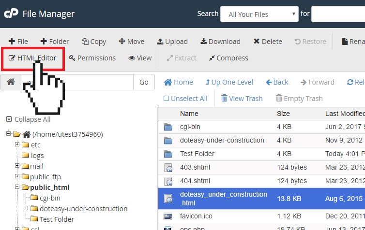 cpanel html file