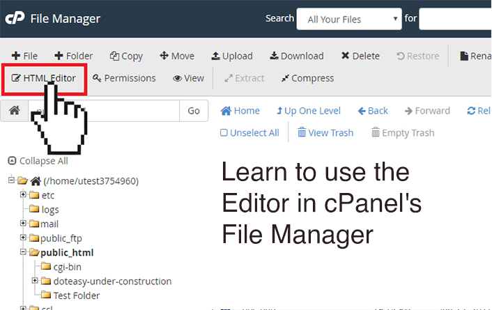 cPanel File Manager: HTML Editor