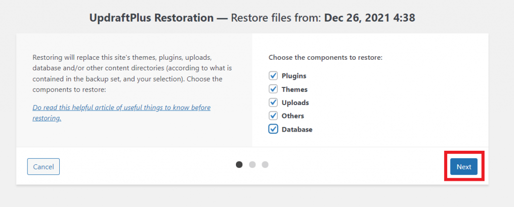 cara mudah restore wordpress 13
