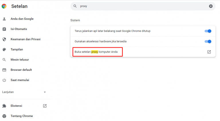 cara setting proxy