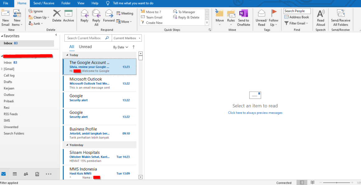 cara mudah setting outlook