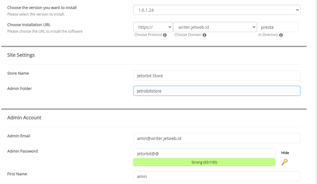 Cara Install PrestaShop di Cpanel dengan Softaculous