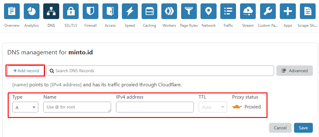 Cara Menambah dan Mengubah DNS Record di Cloudflare