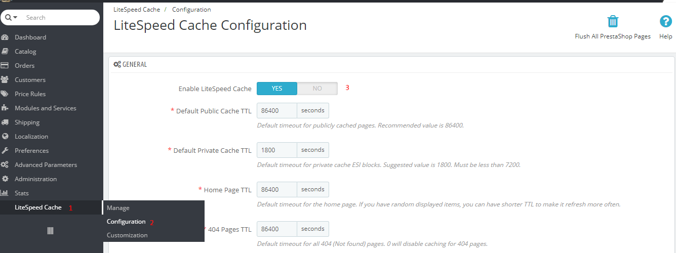 Cara Setting litespeed Cache di PrestaShop