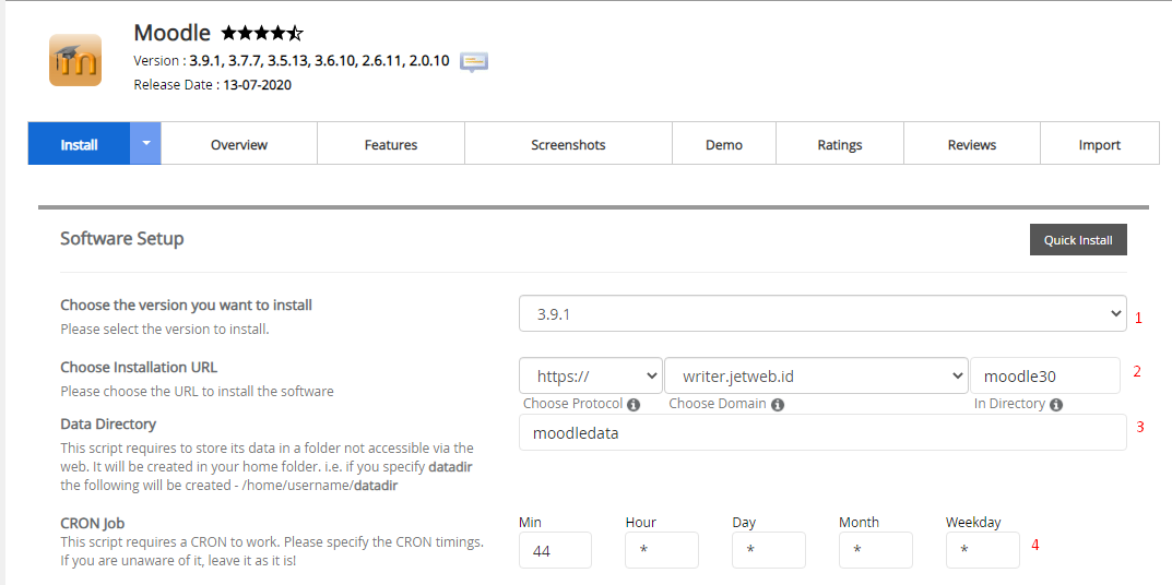 Cara Install Moodle di Hosting