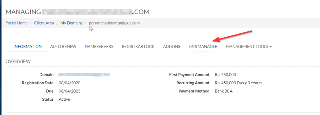 Cara Manage DNS Domain Dari Client Area