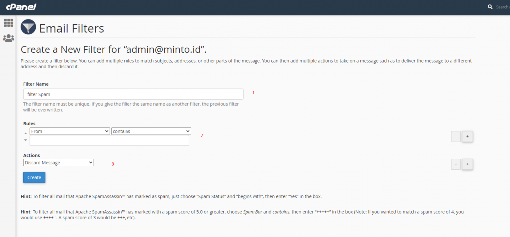 Cara Konfigurasi Mail Filter di Cpanel