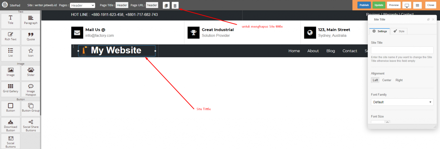 Menambah Custom Logo di Sitepad - Panduan Hosting Jetorbit