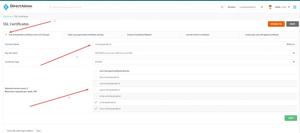 Cara Generate SSL di Directadmin