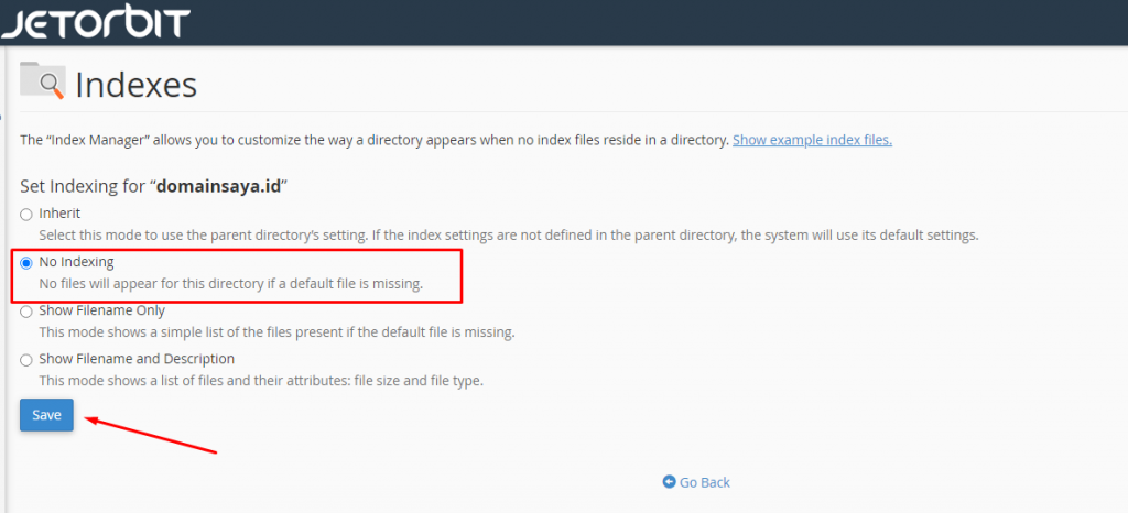 Cara mengaktifkan dan Menonaktifkan Index Folder Melalui Cpanel