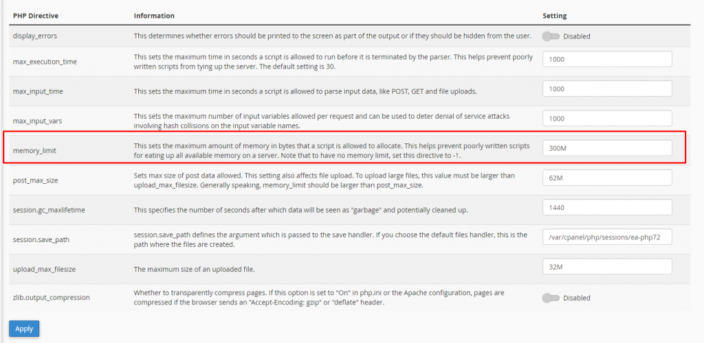 Cara Setting Memory Limit PHP di Cpanel