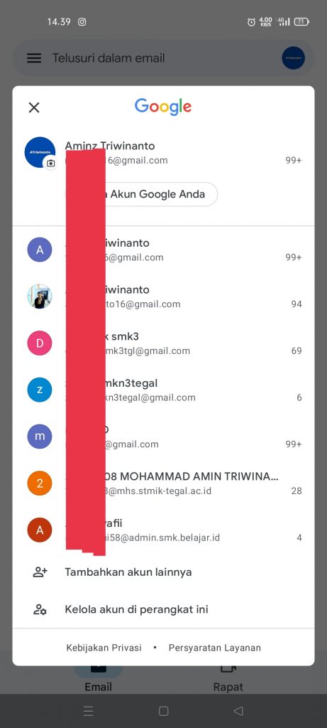 Cara Menambah Akun Email di Aplikasi Gmail Android 8