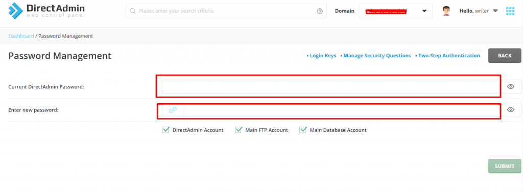 Cara Mengubah Password Directadmin