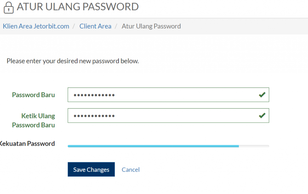 Cara Reset Password CLient Area Jetorbit