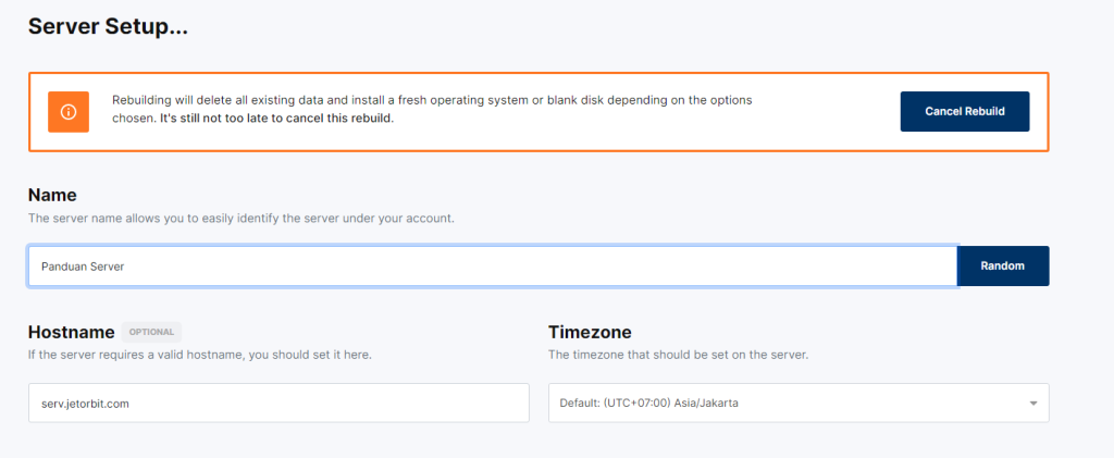 Cara Rebuild OS Pada CLoud VPS Jetorbit